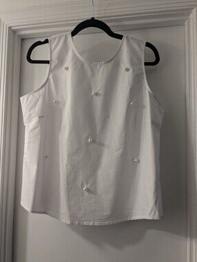 Pearl-Beaded Sleeveless Blouse